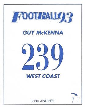 1993 Select AFL Stickers #239 Guy McKenna Back